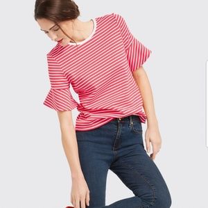 NWT Draper James Sailor Stripe Ruffle Ponte Tee